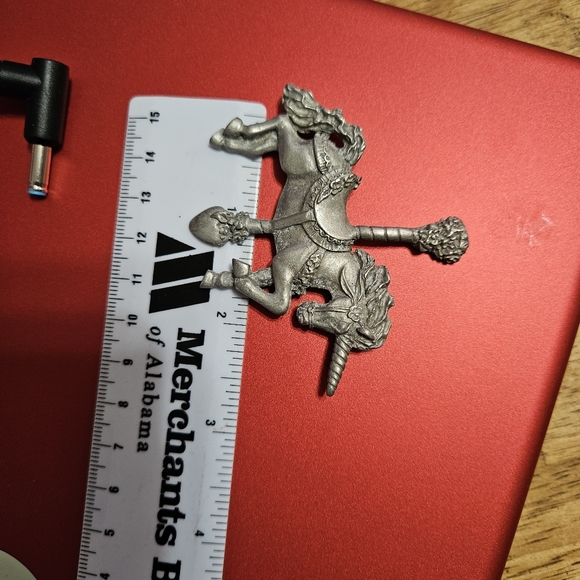 Vintage Spoontiques Signed Pewter Unicorn Carousel Pin Brooch - Picture 5 of 5